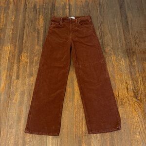 Agolde Harper Mid Rise Wide Straight Jean in Saddle Corduroy